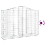 vidaXL Paniers à gabions arqués 8 Pièces 200x50x140/160 cm Fer galvanisé