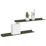 vidaXL Étagère flottante 2 Pièces Vert olive 60 x 8 5 x 2 5 cm Acier