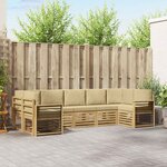 vidaXL Ensemble de canapé d'angle 7 Pièces Blanc et Beige