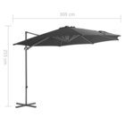 vidaXL Parasol en porte-à-faux avec mât en acier Anthracite 300 cm