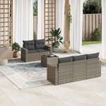 vidaXL Salon de jardin 6 Pièces avec coussins gris résine tressée