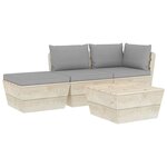 vidaXL Salon de jardin palette 4 Pièces avec coussins Épicéa imprégné