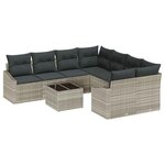 vidaXL Ensemble de canapé de jardin 9 Pièces Gris clair 55 x 55 x 37 cm