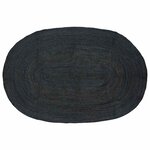 vidaXL Tapis de surface ovale Noir 152 x 245 cm Jute