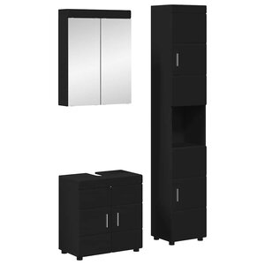 vidaXL Ensemble de mobilier de salle de bain avec étagère TULUM Noir
