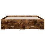 vidaXL Cadre de lit et tiroirs chêne fumé 120x190 cm bois d'ingénierie