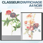 ACROPAQ Display Book - Classeur d'Affichage à Grande Capacité en Noir au Format A4 avec 50 Pochettes - En Polypropylène Résistant