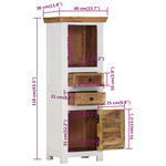 vidaXL Buffet haut Marron/blanc 40x30x110cm Bois de manguier/ d'acacia