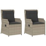 vidaXL Banc de jardin avec coussin 2 Pièces Gris clair Poly rotin