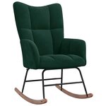 vidaXL Chaise à bascule avec repose-pied Vert foncé Velours