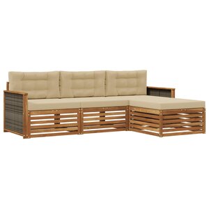 vidaXL Ensemble de canapés d'extérieur 4 pc Naturel et Beige