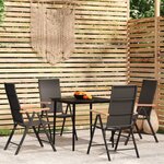 vidaXL Ensemble de salle à manger de jardin 5 Pièces Noir