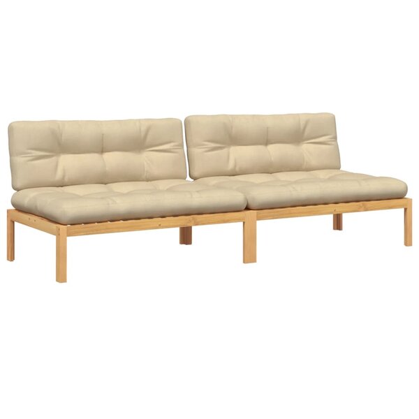 vidaXL Canapés centraux palette de jardin 2Pièces et coussins bois acacia