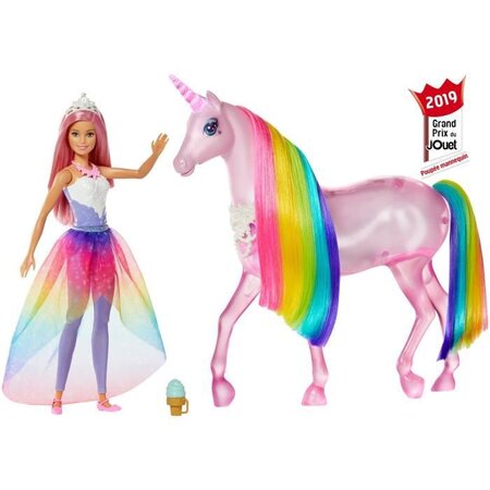 Barbie dreamtopia barbie et sa licorne lumieres magiques - 32 cm