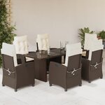 vidaXL Ensemble à manger de jardin et coussins 7 Pièces marron rotin