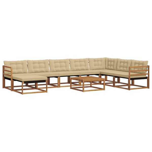 vidaXL Ensemble de canapés d'extérieur 9 Pièces Naturel et Beige