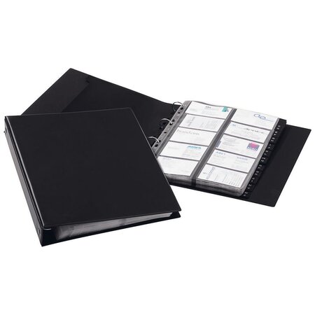 VISIFIX ECONOMY, porte-cartes, 400 compartiments, 12 parties, pré-imprimé : A-Z, avec index alphabétique, noir