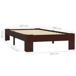 vidaXL Cadre de lit Marron foncé Bois de pin massif 100x200 cm