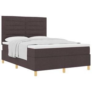 vidaXL Lit à ressorts avec matelas marron foncé 140x200 cm tissu