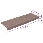 vidaXL Tapis d'escalier autocollants 15 pièces 65 x 21 x 4 cm Crème Bord rectangulaire