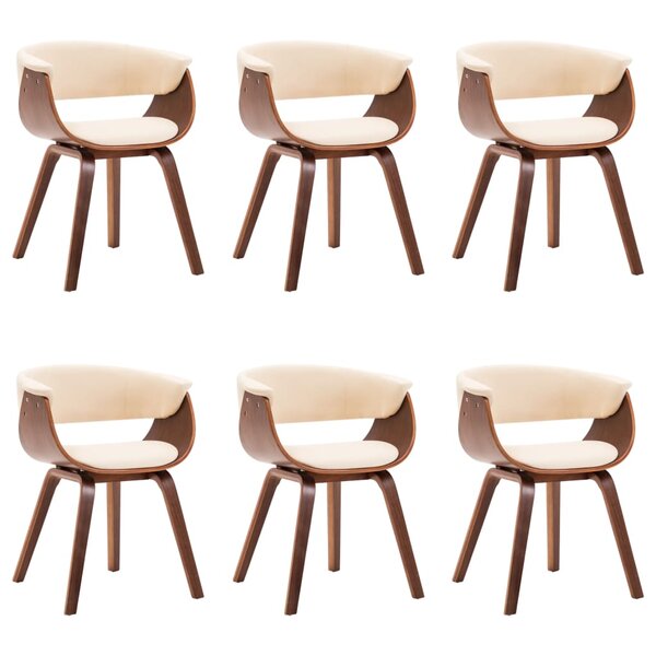 vidaXL Chaises à manger lot de 6 crème bois courbé et similicuir