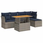 vidaXL Salon de jardin 6 Pièces avec coussins gris résine tressée