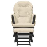 vidaXL Chaise berçante avec repose-pied Blanc crème Tissu