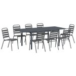 Ensemble de salle à manger de jardin vidaXL 9 pièces gris anthracite