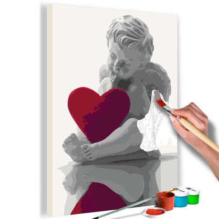 Tableau à peindre par soi-même - ange (coeur rouge) l x h en cm 40x60