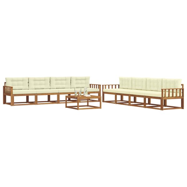 vidaXL Ensemble de canapés d'extérieur 9 Pièces Naturel et Crème
