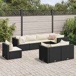 vidaXL Salon de jardin 8 Pièces avec coussins noir résine tressée