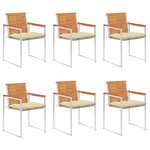 vidaXL Chaises de jardin lot de 6 avec coussins Bois d'acacia solide