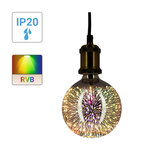 Ampoule led déco 3d (g125)  aspect fireworks  culot e27  3 8w cons.