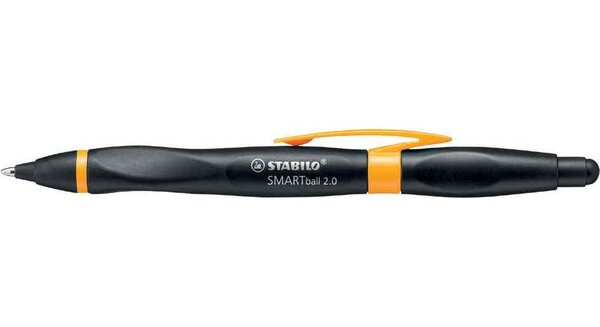 Stylo bille ergonomique Stylet SMARTball 2.0 droitier noir / Orange encre Noir STABILO