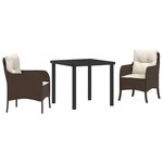 vidaXL Ensemble de salle à manger pour jardin 3 Pièces Marron Poly rotin