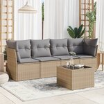 vidaXL Salon de jardin avec coussins 5 Pièces beige résine tressée