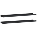 vidaXL Étagères à rebord pour cadre photo 2 Pièces Noir 80x9x3 cm MDF