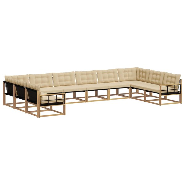 vidaXL Ensemble de canapés d'extérieur 10 Pièces Blanc et Beige
