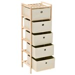 vidaXL Étagère de rangement 5 paniers tissu bois de cèdre beige
