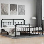 vidaXL Cadre de lit métal sans matelas avec pied de lit noir 200x200cm