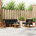 vidaXL Ensemble de canapés d'extérieur 6 Pièces Naturel et Noir