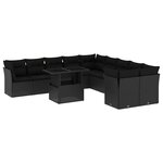 vidaXL Salon de jardin 11 Pièces avec coussins noir résine tressée