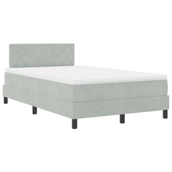 vidaXL Lit à ressorts avec matelas & lumière LED gris clair 120x190 cm en velours