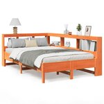 vidaXL Lit bibliothèque sans matelas cire marron 120x190cm pin massif