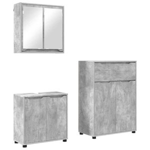 vidaXL Ensemble de mobilier de salle de bain 3 Pièces Gris béton