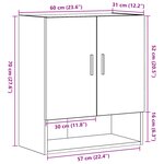 Armoire murale vidaXL en chêne noir 60x31x70 cm en bois d'ingénierie