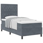 Lit à ressort vidaXL avec matelas gris foncé en velours simple