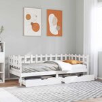vidaXL Lit de jour et tiroirs sans matelas blanc 90x190 cm bois massif