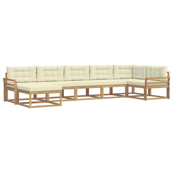 vidaXL Ensemble de canapés d'extérieur 7 pc Blanc et crème