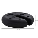 Lot de 4 poids de lestage rond pour tonnelle barnum tente dim. Ø 25 x 6H cm HDPE noir